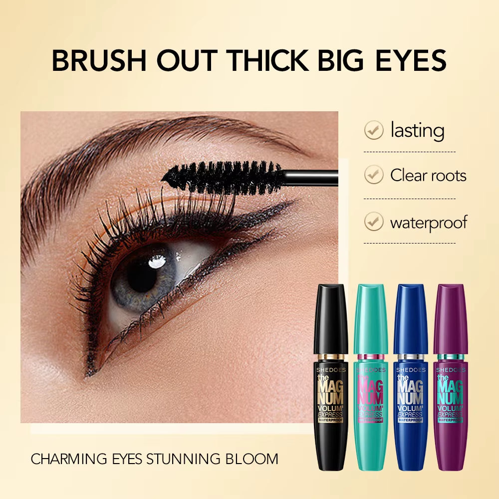 Waterproof Anti-Sweat Mascara Lengthens Eyelashes Extension Black Silk Fiber Mascara Female Non-Smudge Mascara Makeup Cosmetic