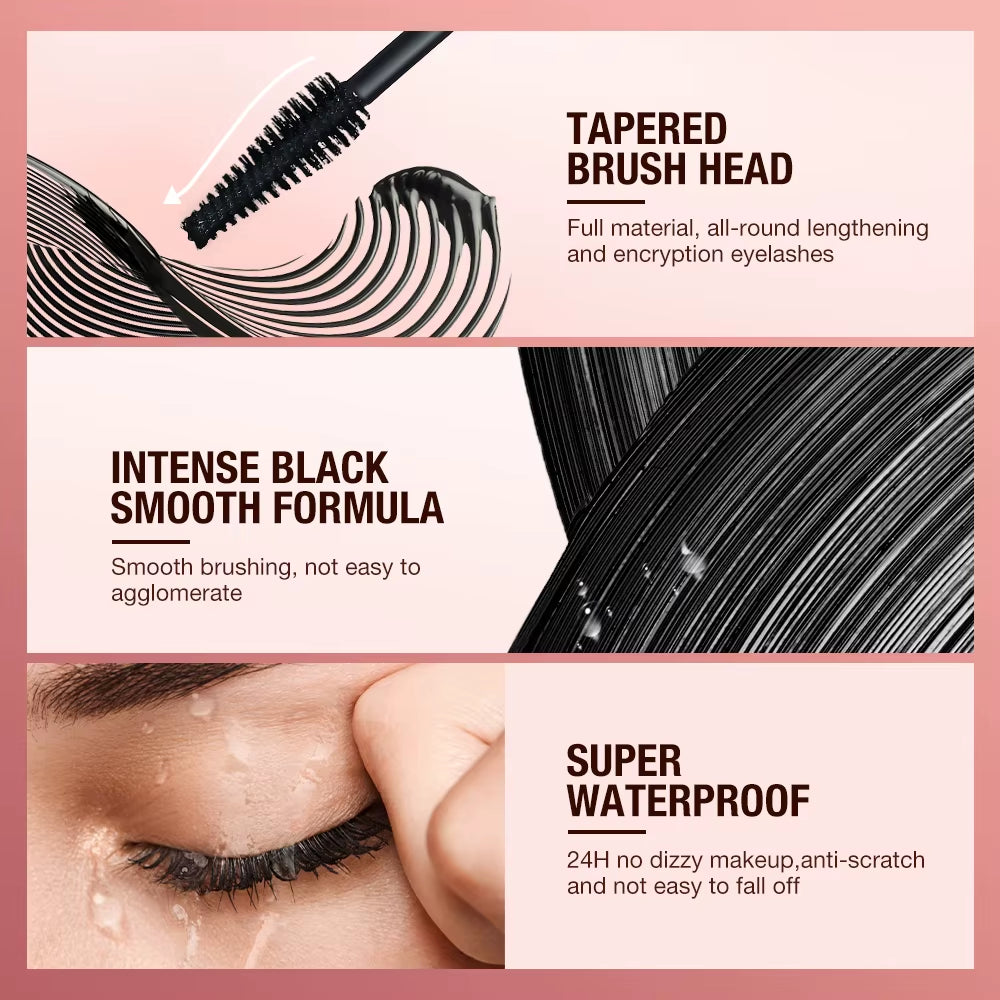 Eyelash Mascara Waterproof Lengthens Eyelashes Extension Black 5D Silk Fiber Mascara Curl Thick Volume Mascara Makeup