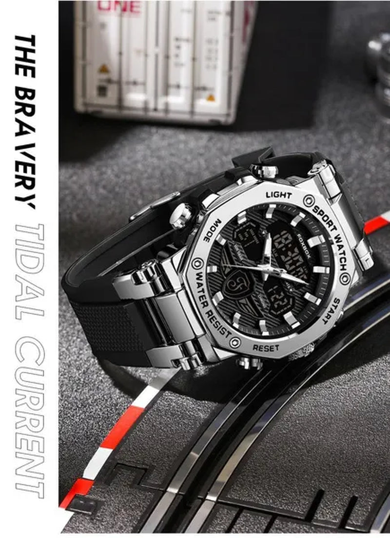 FOXBOX Men'S Business Watch Fashion Top Brand Luxury Creative Design Stainless Steel Quartz Watch Waterproof Chronograph Watch