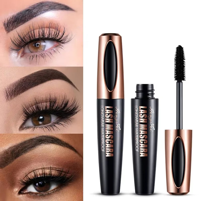 Waterproof Anti-Sweat Mascara Lengthens Eyelashes Extension Black Silk Fiber Mascara Female Non-Smudge Mascara Makeup Cosmetic