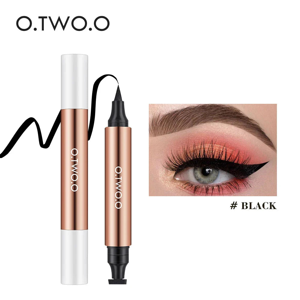 O.TWO.O Eyeliner Stamp Black Liquid Eyeliner Pen Waterproof Fast Dry Double-Ended Eye Liner Pencil Make-Up for Women Cosmetics