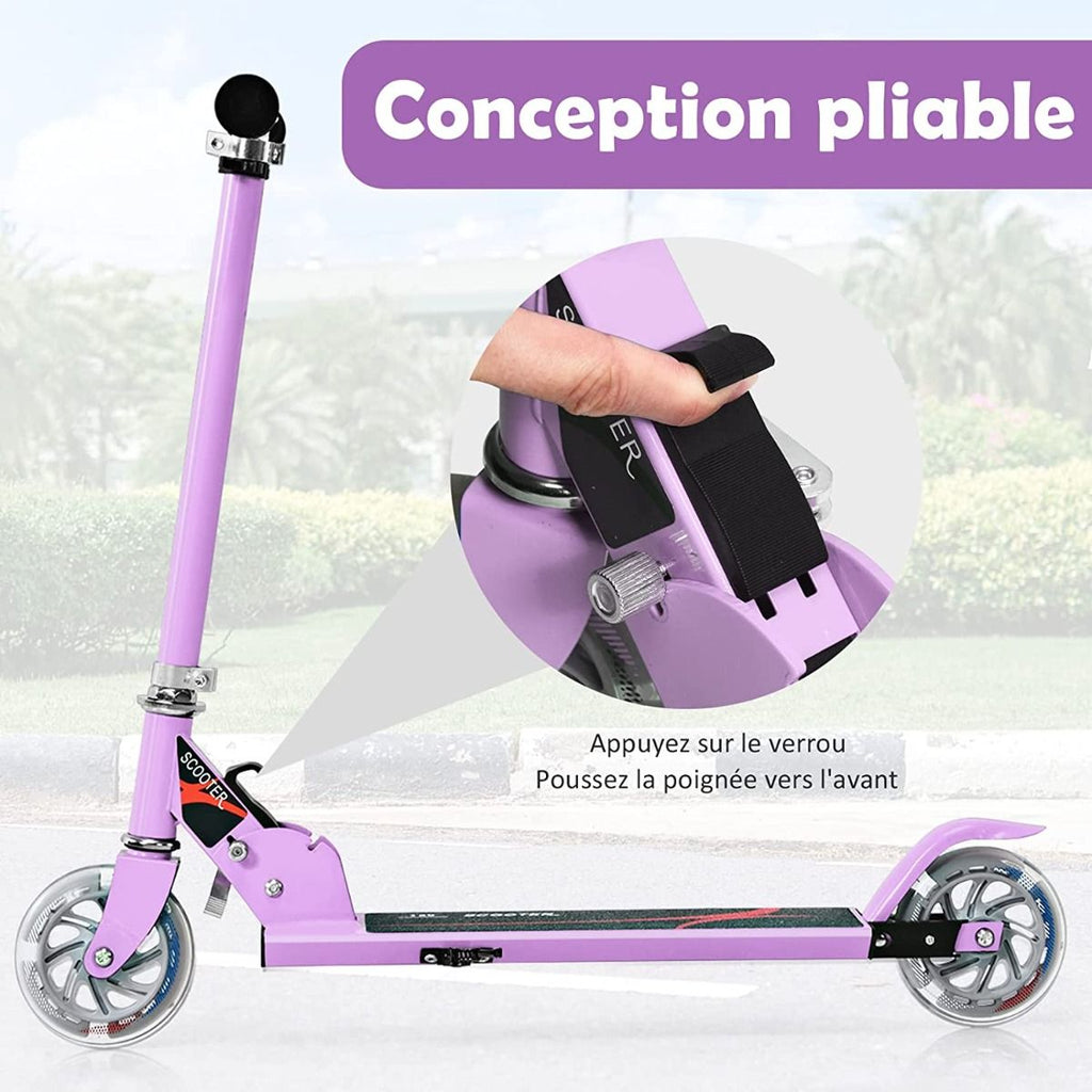 Trottinette Enfant 2 Roues Patinette Enfant Pliable Scooter Enfant Kick Avec LED Lumière Hauteur Réglable Bleu/Bleu Foncé/Rose/Rouge/Violet/Jaune
