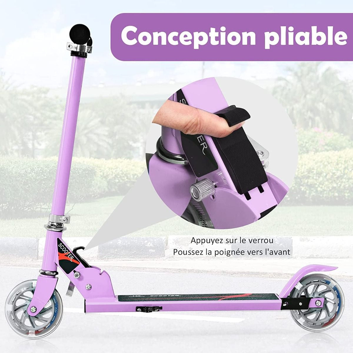Trottinette Enfant 2 Roues Patinette Enfant Pliable Scooter Enfant Kick Avec LED Lumière Hauteur Réglable Bleu/Bleu Foncé/Rose/Rouge/Violet/Jaune