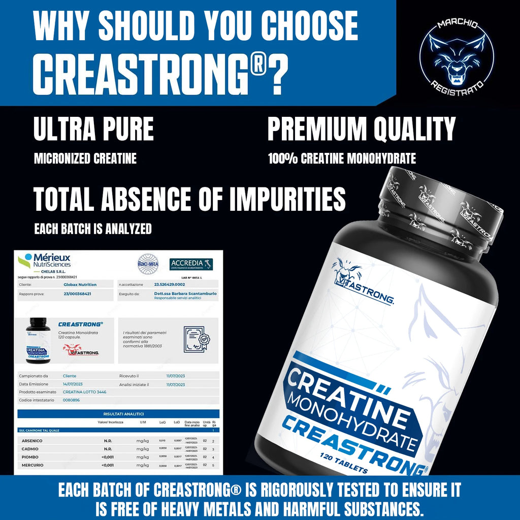 Creatine Monohydrated Creatine 3000Mg Creatine, Creatine Certified Pure Vitaong Gmo-Free, Pre, Intra and Post Workout, 120 Creatine Tablets Premium High Dosage, Alternative to Creatine Capsules and Powder