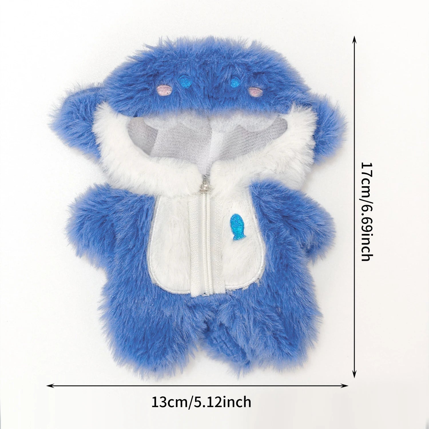 Kawaii Shark Onesie for Mini Doll 17Cm Cute Plush Doll'S Clothing Outfit Labubu Ldol Dolls Clothing Accessories