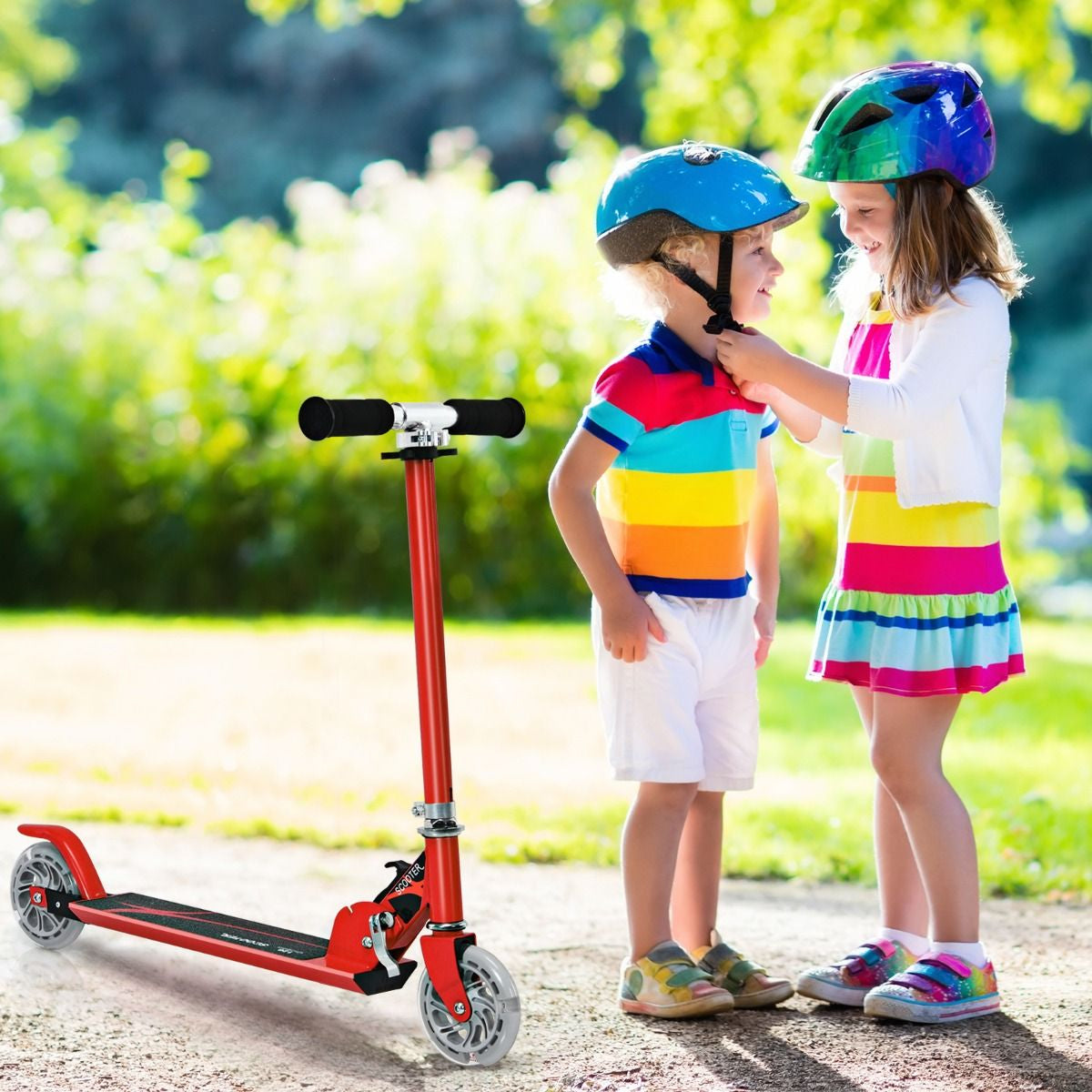 Trottinette Enfant 2 Roues Patinette Enfant Pliable Scooter Enfant Kick Avec LED Lumière Hauteur Réglable Bleu/Bleu Foncé/Rose/Rouge/Violet/Jaune