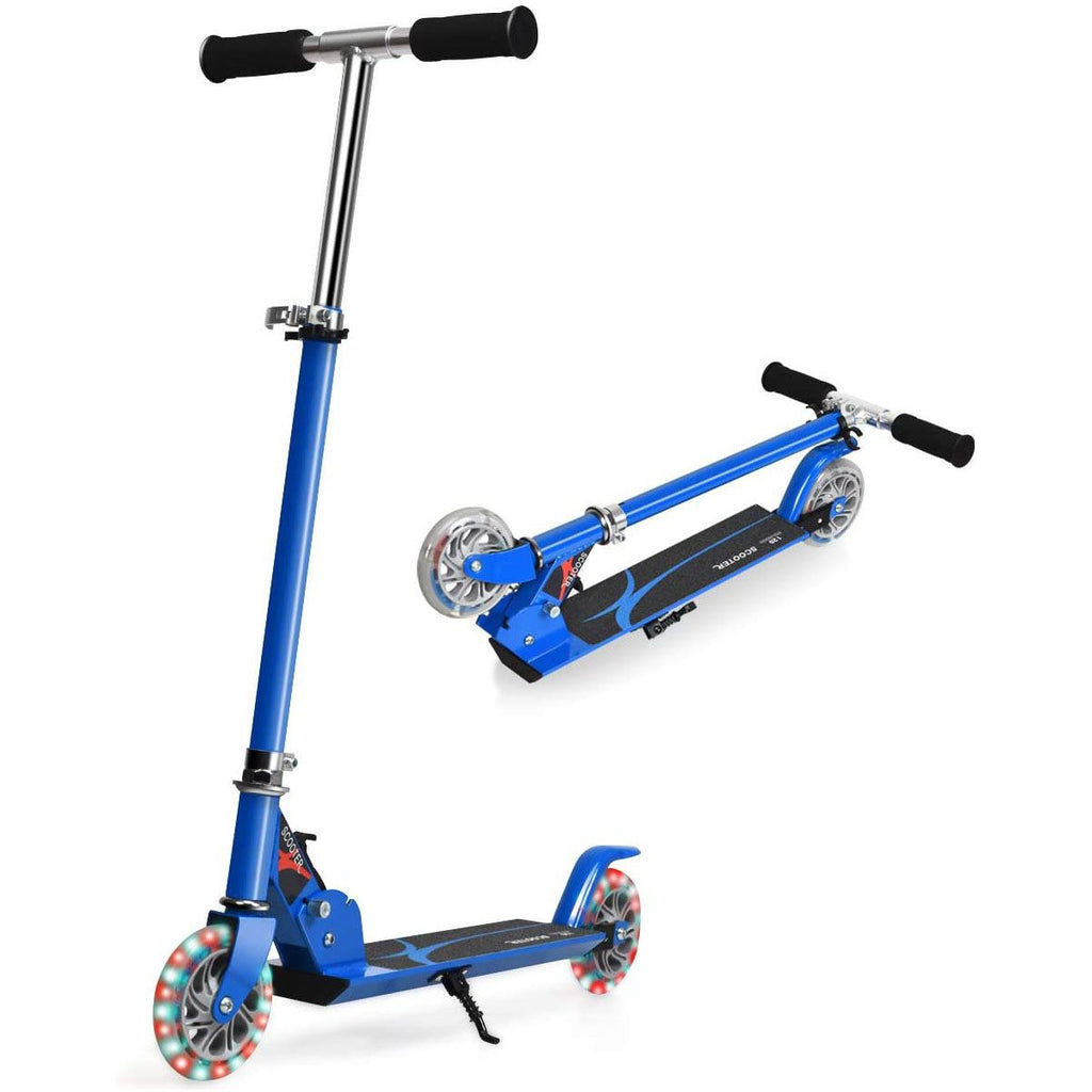 Trottinette Enfant 2 Roues Patinette Enfant Pliable Scooter Enfant Kick Avec LED Lumière Hauteur Réglable Bleu/Bleu Foncé/Rose/Rouge/Violet/Jaune