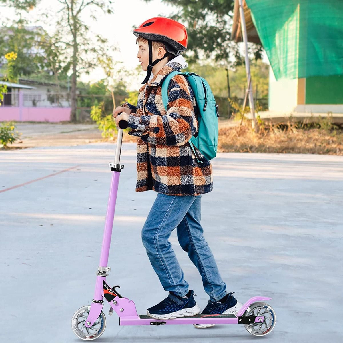 Trottinette Enfant 2 Roues Patinette Enfant Pliable Scooter Enfant Kick Avec LED Lumière Hauteur Réglable Bleu/Bleu Foncé/Rose/Rouge/Violet/Jaune