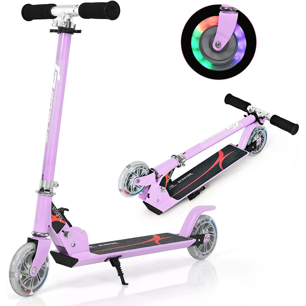 Trottinette Enfant 2 Roues Patinette Enfant Pliable Scooter Enfant Kick Avec LED Lumière Hauteur Réglable Bleu/Bleu Foncé/Rose/Rouge/Violet/Jaune