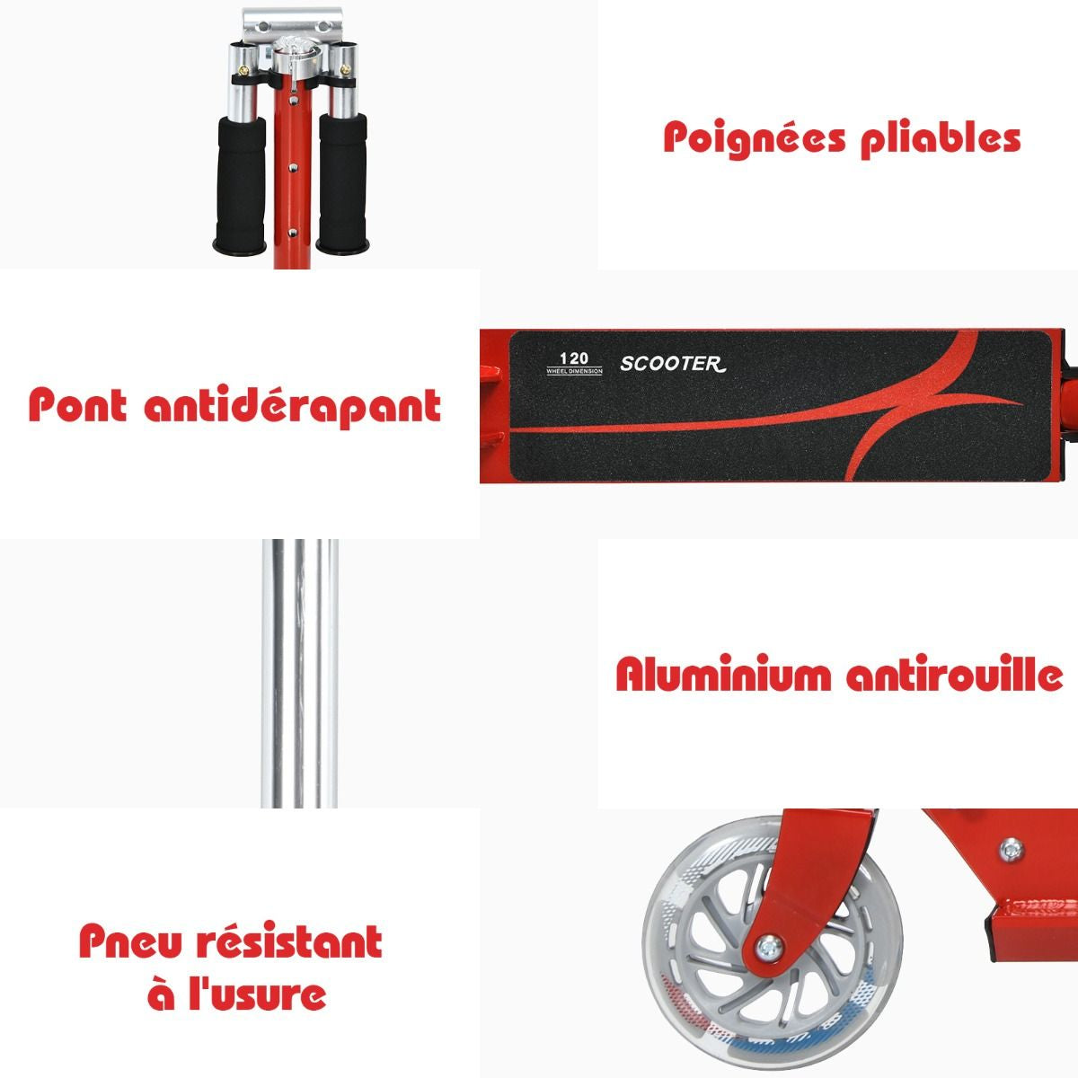 Trottinette Enfant 2 Roues Patinette Enfant Pliable Scooter Enfant Kick Avec LED Lumière Hauteur Réglable Bleu/Bleu Foncé/Rose/Rouge/Violet/Jaune