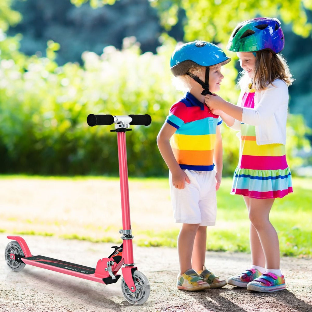 Trottinette Enfant 2 Roues Patinette Enfant Pliable Scooter Enfant Kick Avec LED Lumière Hauteur Réglable Bleu/Bleu Foncé/Rose/Rouge/Violet/Jaune