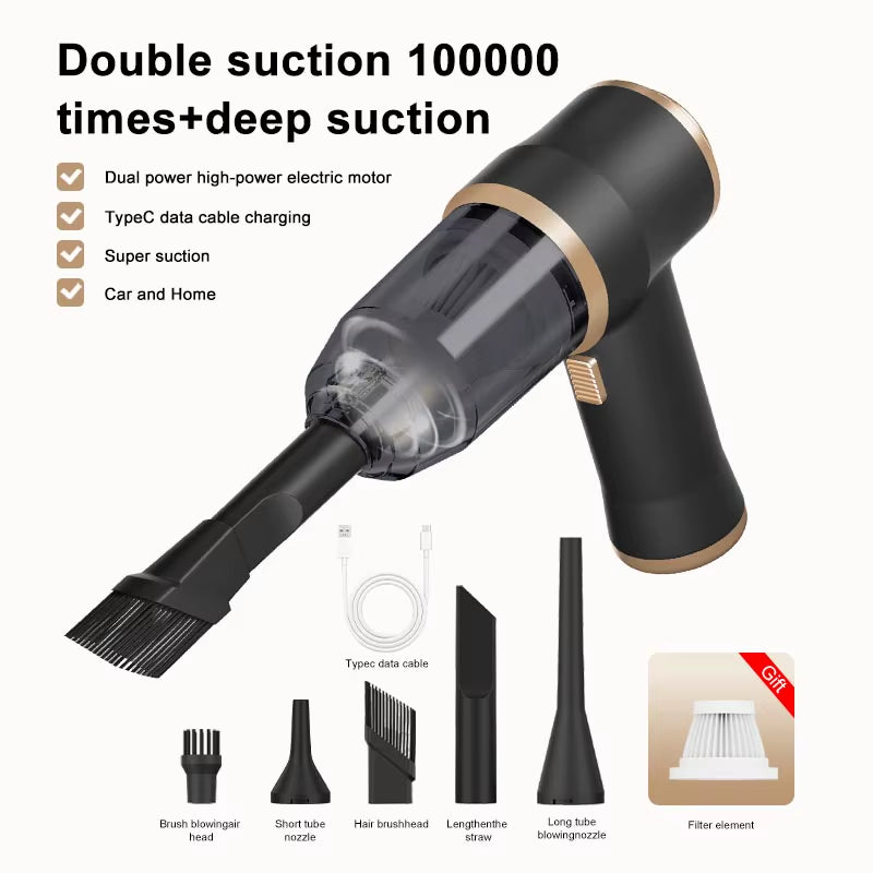 High Power Car Blower Vacuum, 2-In-1 Strong Suction & Blowing, Portable for Auto/Home Cleaning, Dust Removal from Seat/Mat/Trunk