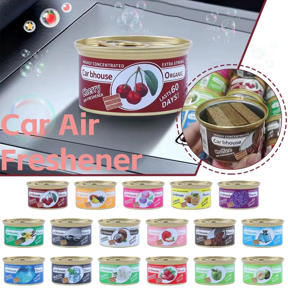 Car Air Freshener 17 Kinds Scent Organic Cans Wood Blocks Aromatherapy Car Freshener Long-Lasting Odor Eliminator Essential