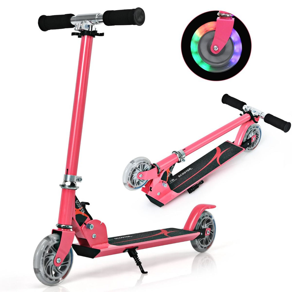 Trottinette Enfant 2 Roues Patinette Enfant Pliable Scooter Enfant Kick Avec LED Lumière Hauteur Réglable Bleu/Bleu Foncé/Rose/Rouge/Violet/Jaune