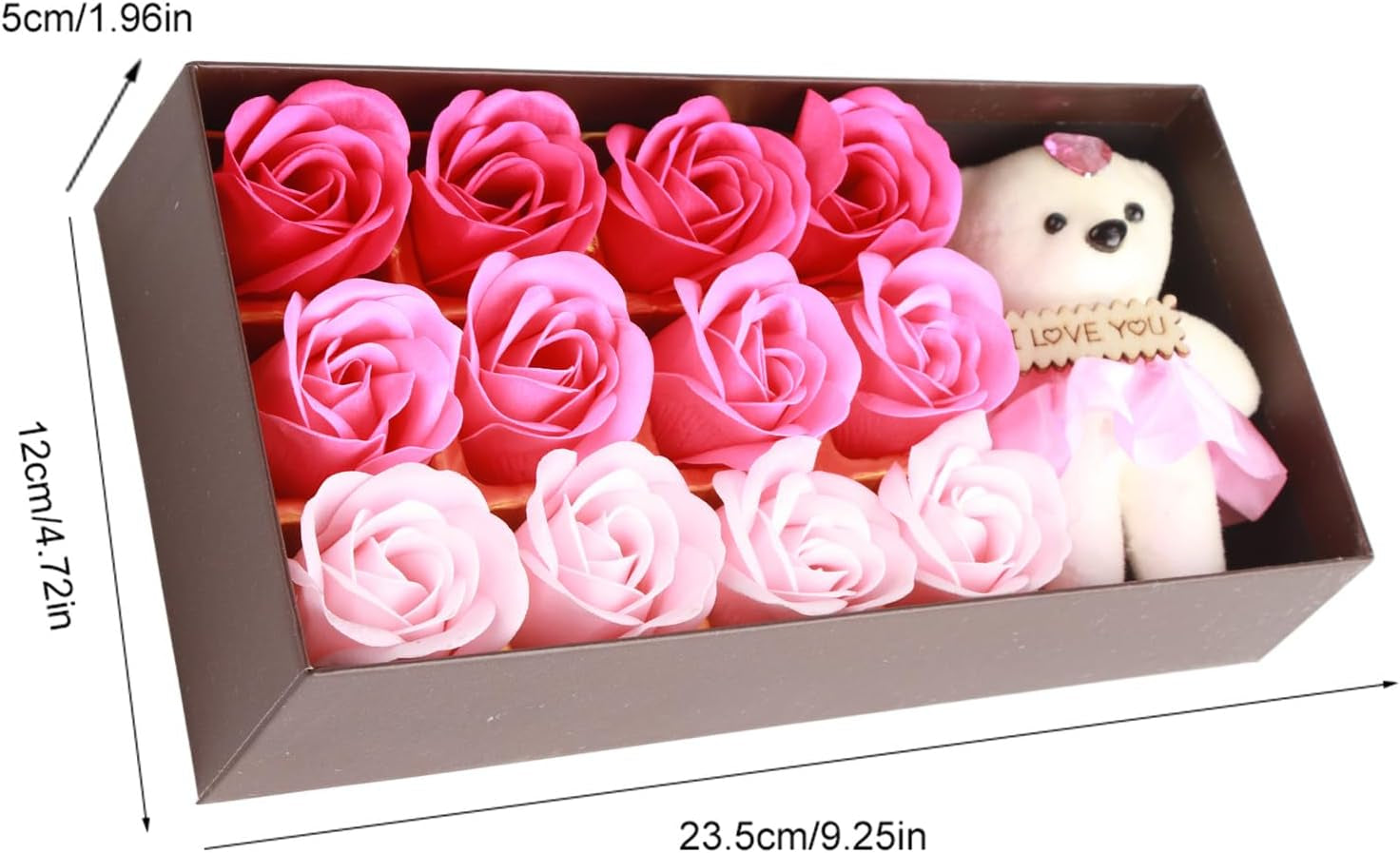 Savon De Bain Parfumé Floral Pétales De Fleurs De Rose, Ours En Peluche, Coffret Cadeau Fleur De Savon Pour Cadeau Romantique De La Saint-Valentin(Dégradé Poudre)