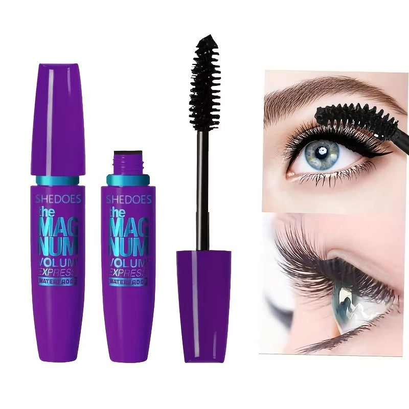 1Pc Black Mascara Thickening, Lengthening, Curling, Waterproof Liquid Fiber Mascara