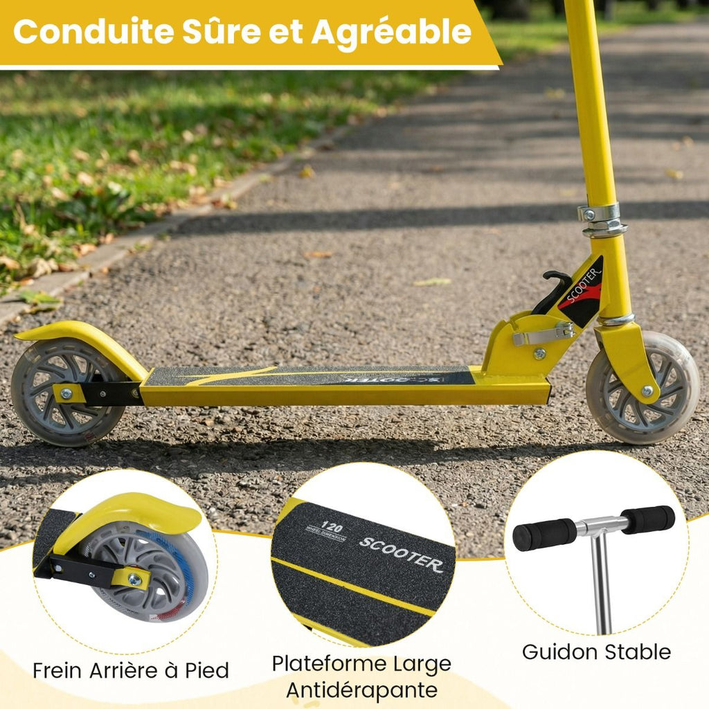 Trottinette Enfant 2 Roues Patinette Enfant Pliable Scooter Enfant Kick Avec LED Lumière Hauteur Réglable Bleu/Bleu Foncé/Rose/Rouge/Violet/Jaune